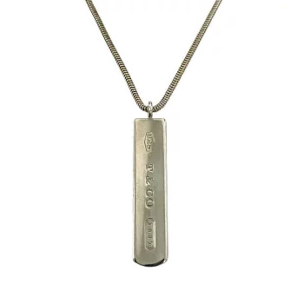TIFFANY Co Bar Top Necklace Pendant Sterling Silver Accessory